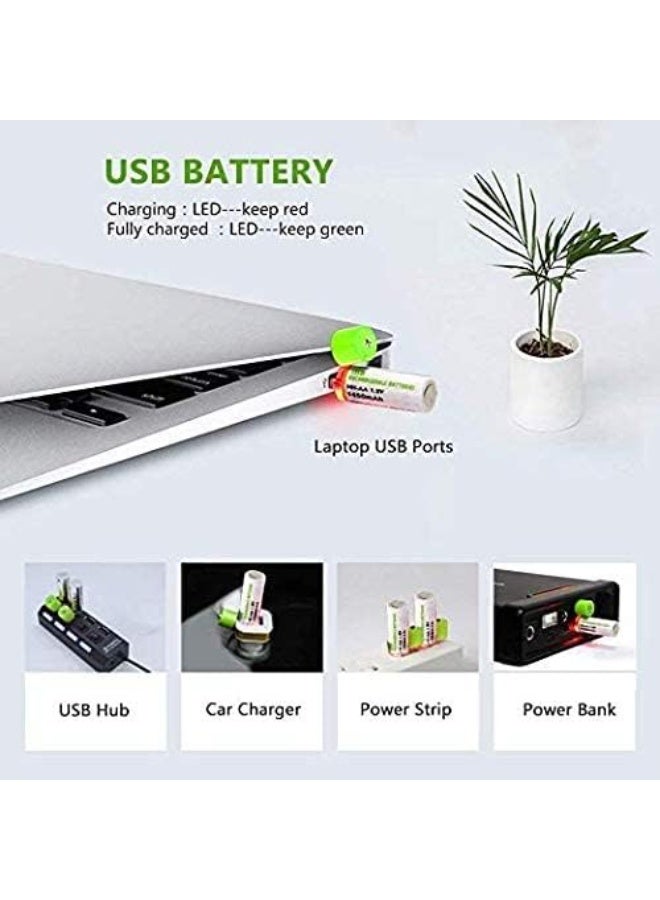 Two 1450mAh AA rechargeable USB batteries - Energy-saving and eco-friendly 2-in-1 design - Image 4